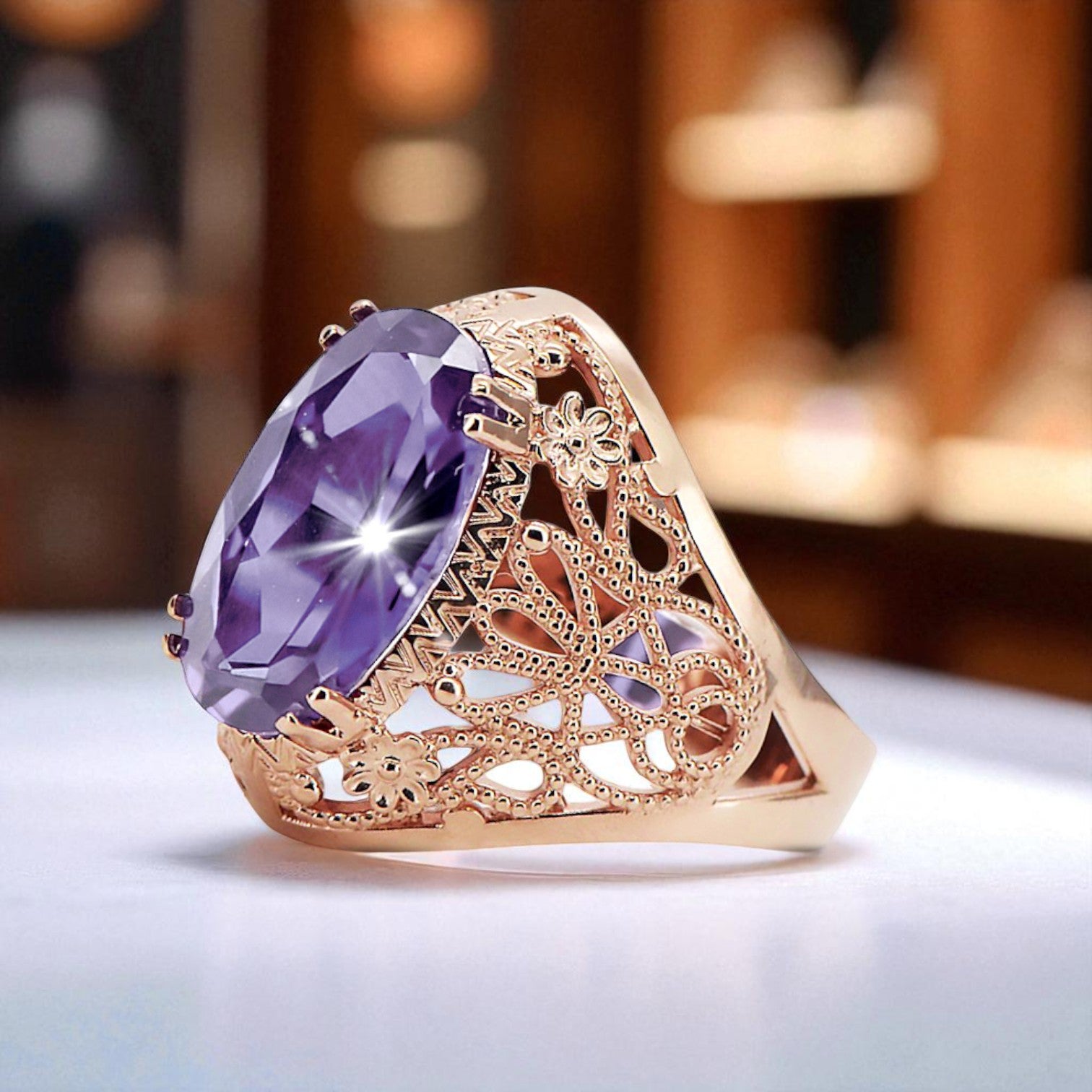 Alexandrite Original Vintage 14K Rose Gold Ring Vintage style vrc074r