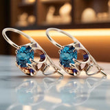 Rose pink 14k 585 gold aquamarine earrings vec035 Vintage Russian Soviet style