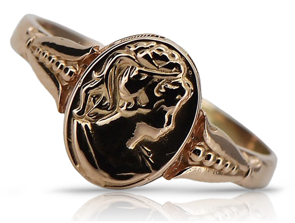 Rose pink 14k 585 gold Camea ring vrn001 Russian Soviet Vintage style jewelry