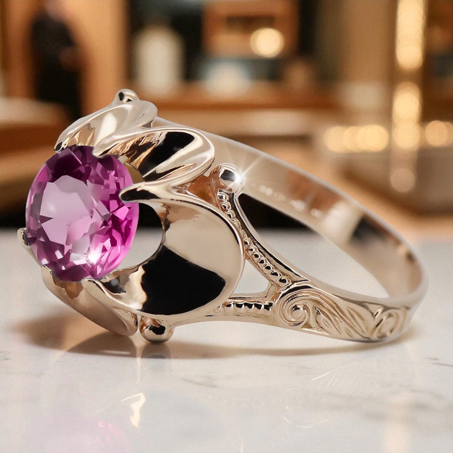 Amethyst Original Vintage 14K Rose Gold Ring Vintage craft vrc377r