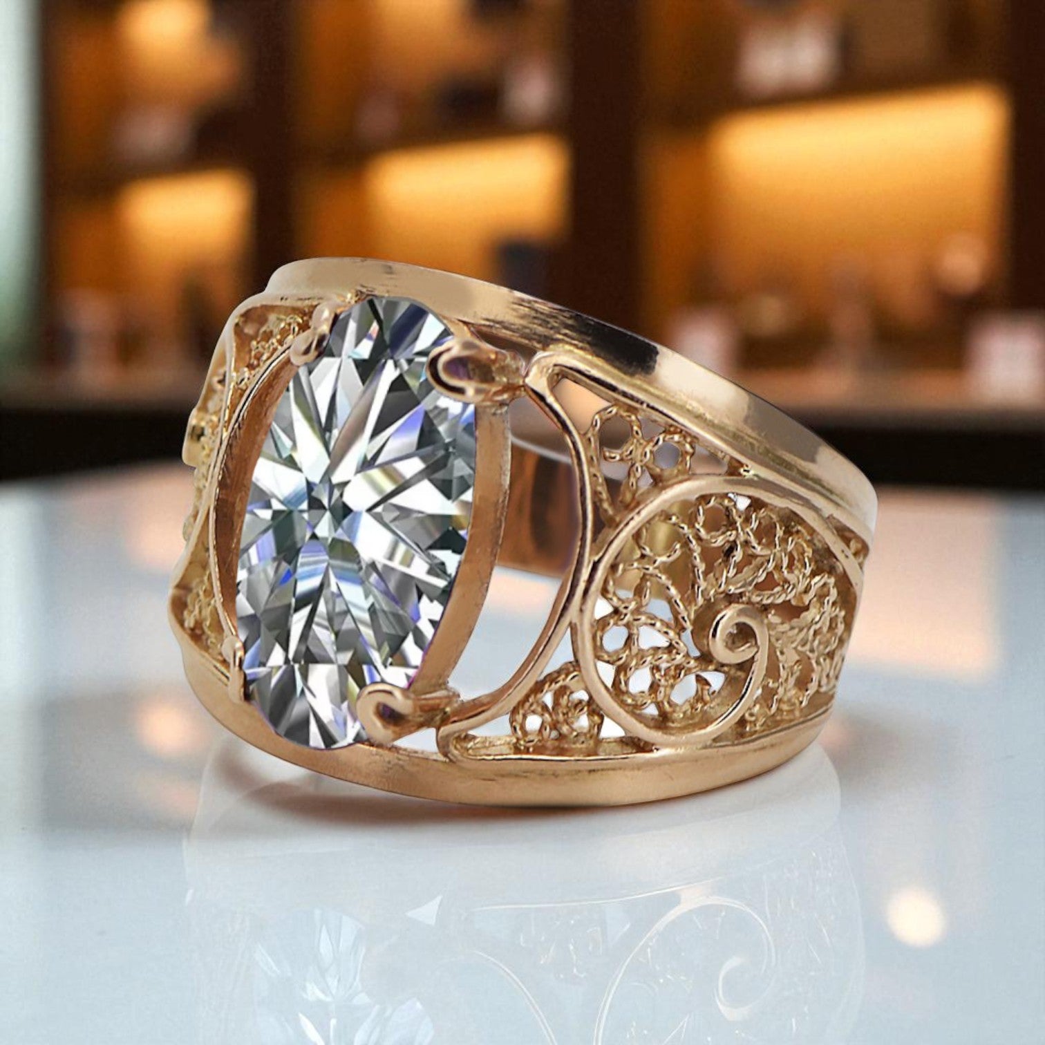 Original Vintage 14K Rose Gold Zircon Ring Vintage craft vrc057r