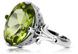 Ring Yellow Peridot Sterling silver 925 Vintage vrc369s