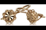 Vintage rose pink 14k 585 gold  Vintage flower earrings ven229