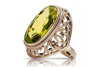 Винтажное перидотовое кольцо из розового золота 585 пробы vrc184