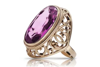 Silver 925 Rose Gold Plated amethyst Ring vrc184rp Vintage