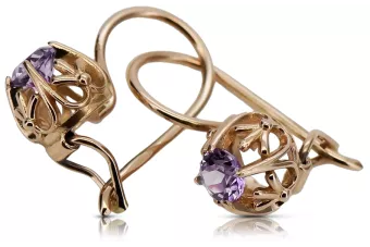 "Élégantes boucles d'oreilles vintage en Améthyste et Or rose 14 carats" vec145