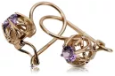 "Joyas de Oro Rosa Antiguo de 14k 585 con Amatista - Aretes Vintage" vec145