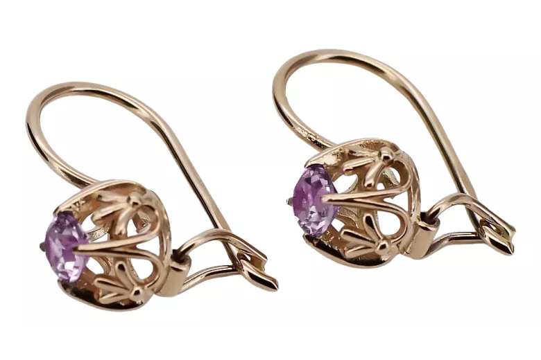 Zeitlose Vintage-Amethyst Ohrringe aus 14k Roségold  vec145