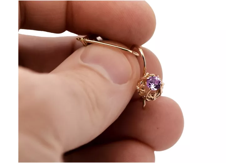 Zeitlose Vintage-Amethyst Ohrringe aus 14k Roségold  vec145