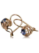 "Timeless 14K Rose Gold Earrings Adorned with Sapphire - Vintage Style" vec145