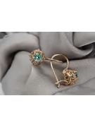 "14K Rose Gold Vintage Earrings with Striking Emerald Accent" vec145