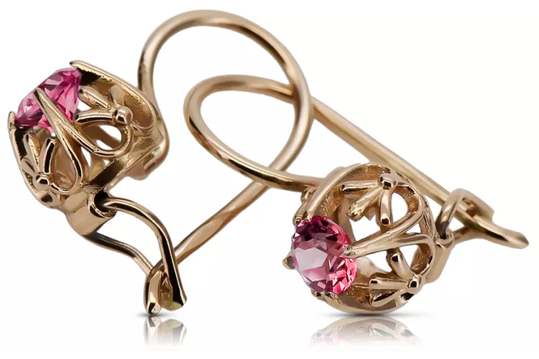 "Bijoux vintage: Boucles d'oreilles en or rose 14 carats et rubis" vec145