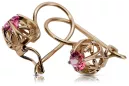 Bijuterii vintage autentice: Cercei din aur roz de 14k 585 cu piatră prețioasă rubin vec145
