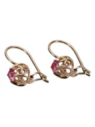 "Bijoux vintage: Boucles d'oreilles en or rose 14 carats et rubis" vec145