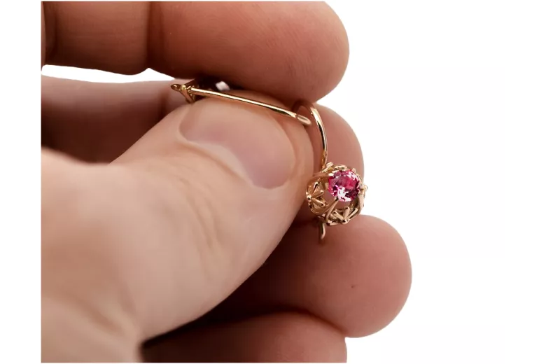 Joyería vintage: Aretes de rubí engastados en oro rosa de 14k 585  vec145