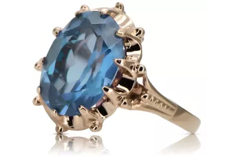 Срібло 925 Роза Золота тарілка Aquamarine Ring vrc079rp Вінтажний