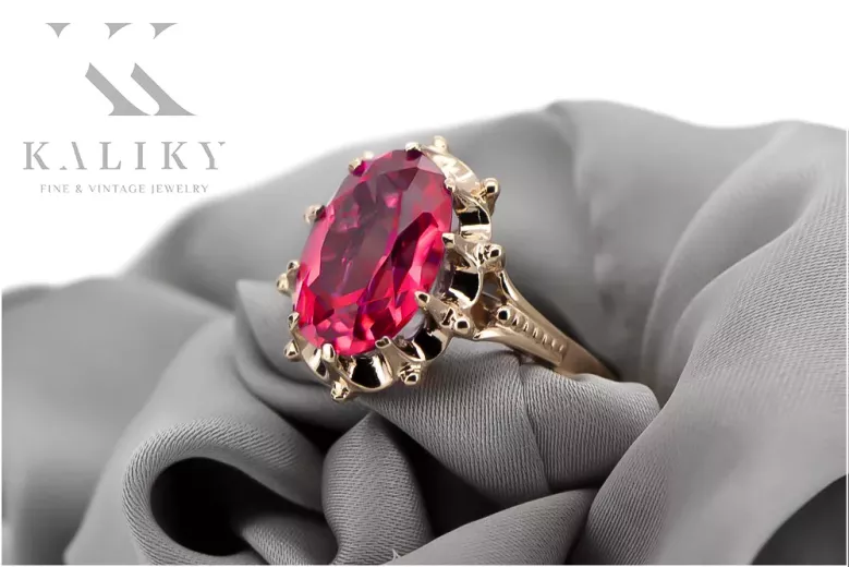 Russian Soviet rose 14k 585 gold Alexandrite Ruby Emerald Sapphire Zircon ring  vrc084