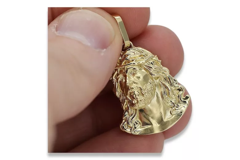 Colgante con icono de medallón de Jesús ★ https://zlotychlopak.pl/es/ ★ Oro 585 333 precio bajo