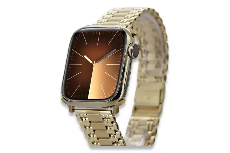 Желтый 14k золотой человек Apple часы браслет mbw012apple