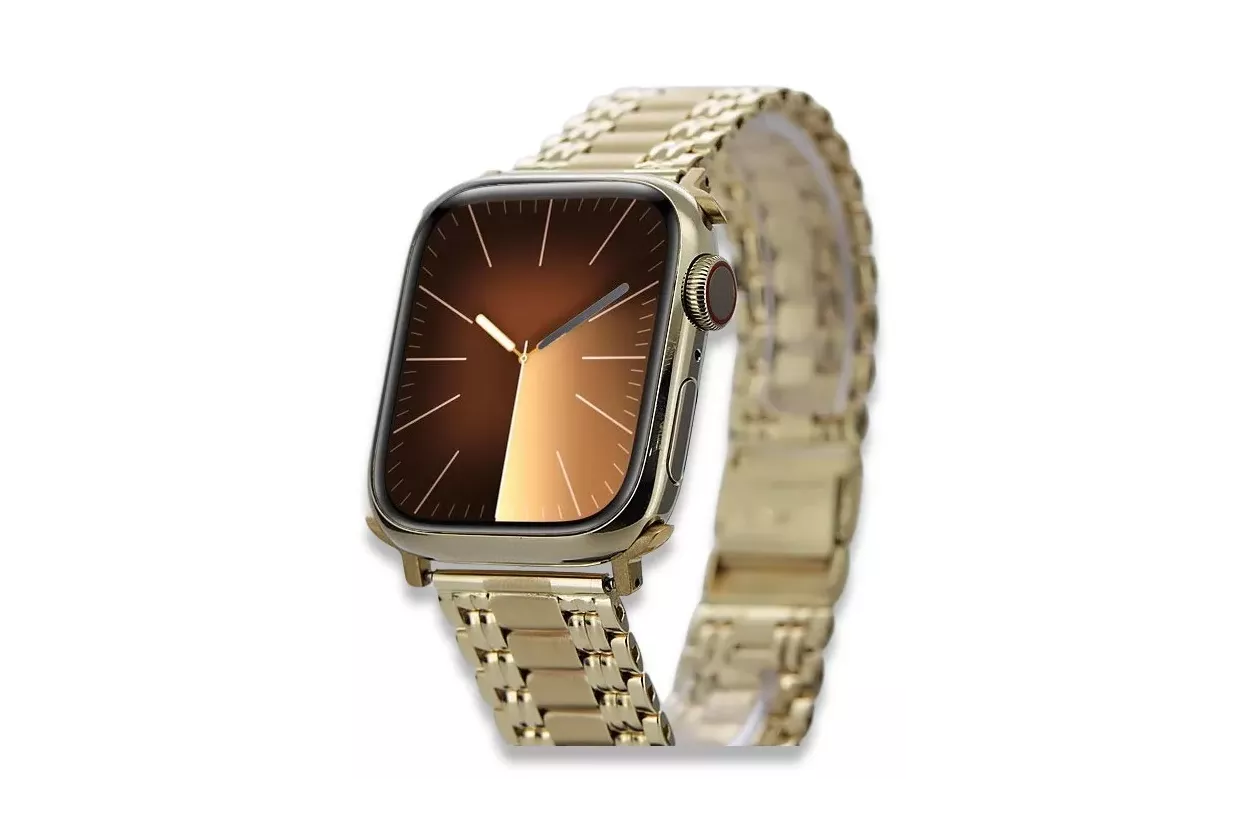 Yellow 14k gold man's Apple watch bracelet mbw012apple