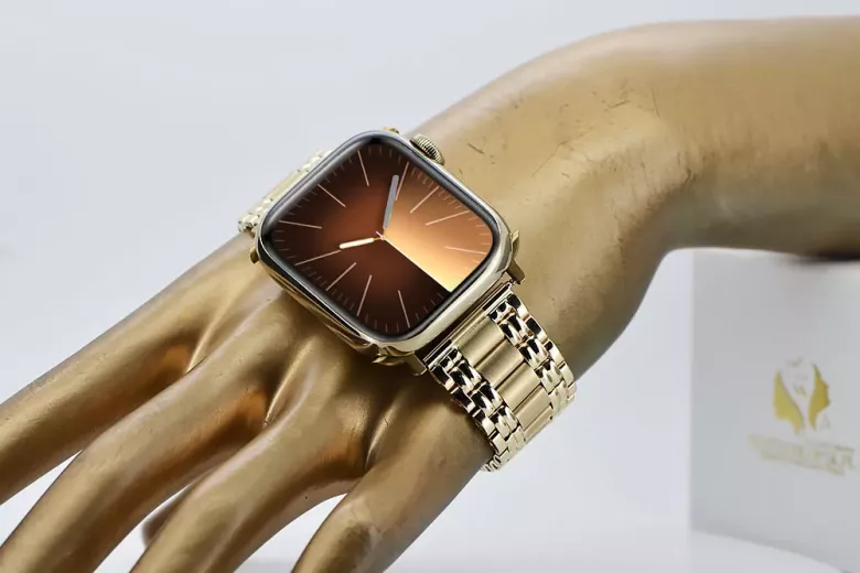 Amarillo de oro de 14k hombre de Apple reloj pulsera mbw012apple