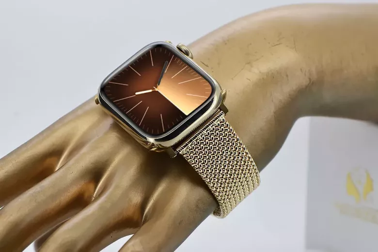 O brăţară de aur galben de 14 carate cu ceasul Apple