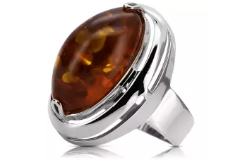 Silver 925 unique amber ring vrab004s Russian Soviet jewelry style