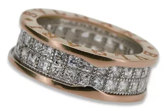 Gelber 14 Karat 585 Roségold Bvlgari Zirkon Damenring crc006rw