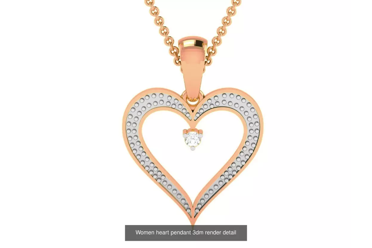 Rosa rosa 14k oro hermoso diamante corazón colgante cgcpd038rw