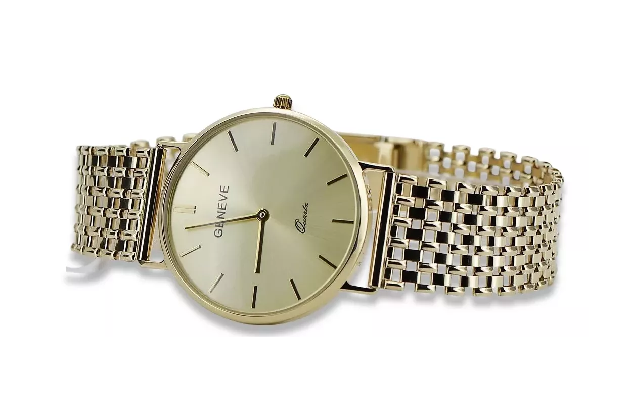 Reloj de oro para hombre Geneve ★ zlotychlopak.pl ★ Pureza de oro 585 333 Precio bajo!