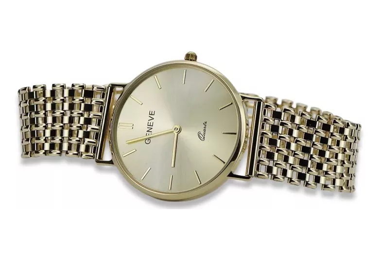 Reloj de oro para hombre Geneve ★ zlotychlopak.pl ★ Pureza de oro 585 333 Precio bajo!