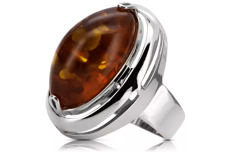 Russische Rose Sowjetrosa UdSSR rot 585 583 gold amber ring vrab004