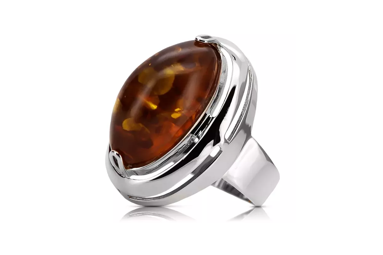 Russian rose Soviet pink USSR red 585 583 gold amber ring vrab004