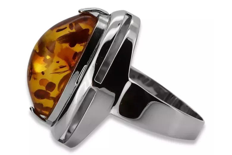 Rose russe rose soviétique rouge 585 583 or amber ring vrab004