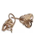 Vintage rose pink 14k 585 gold  Vintage leaf earrings ven064