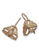 Vintage rose pink 14k 585 gold  Vintage leaf earrings ven064