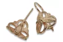 Rosa rusa rosa soviético 14k 585 oro URSS Pendientes de hoja vintage ven064