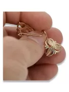 Vintage rose pink 14k 585 gold  Vintage leaf earrings ven064