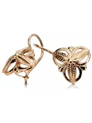 Vintage rose pink 14k 585 gold  Vintage leaf earrings ven064