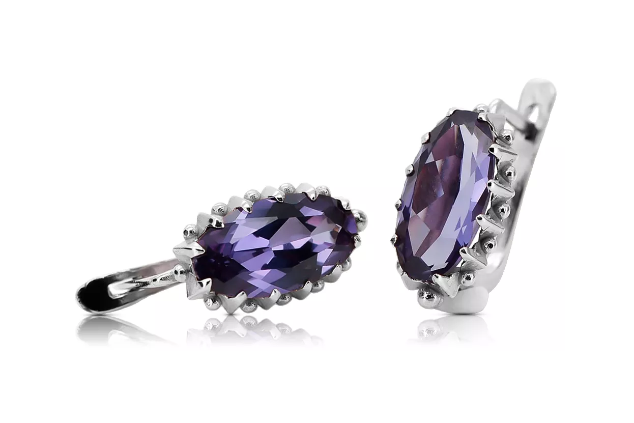 Boucles d'oreilles vintage alexandrite argent 925 vec174s