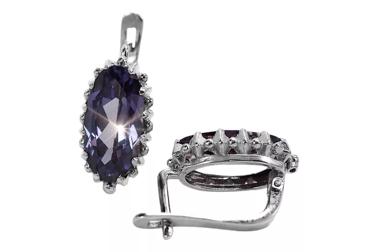 Boucles d'oreilles vintage alexandrite argent 925 vec174s