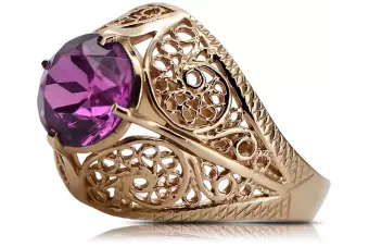 Rose rose 14k or 585 Amethyst Ring vrc026 Vintage