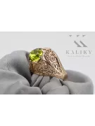 Złoty pierścionek z czerwonego różowego 14k złota 585 z peridotem vrc026 Vintage