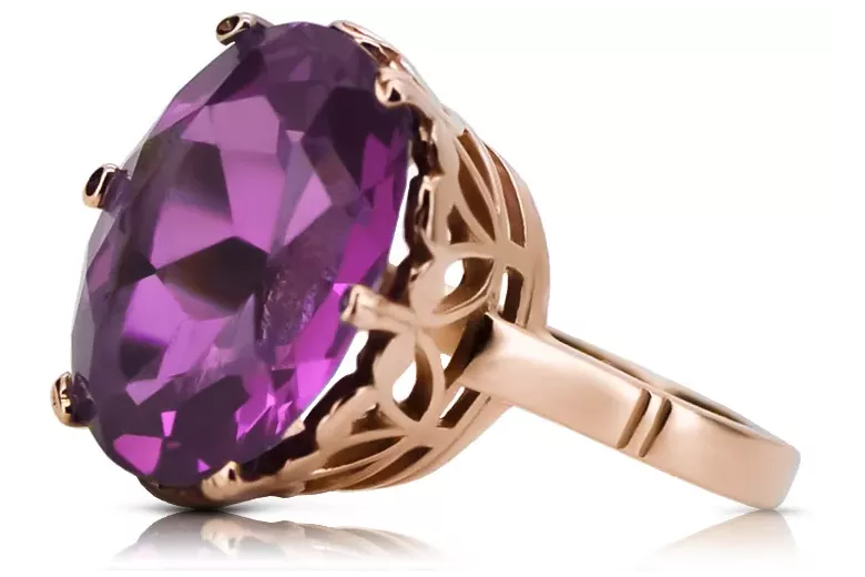 Ruso soviético rosa 14k 585 oro Alexandrite Ruby Esmeralda anillo Zircon vrc084