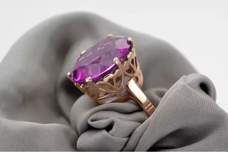 Russe soviétique rose 14k 585 or Alexandrite Rubis Émeraude Saphir Zircon bague vrc084