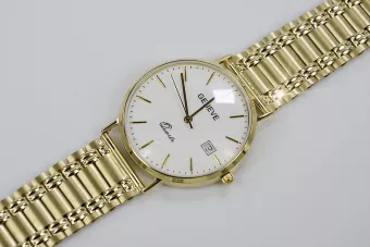 Италиански жълт 14k 585 златен мъжки часовник Geneve mw006ydw&mbw009y