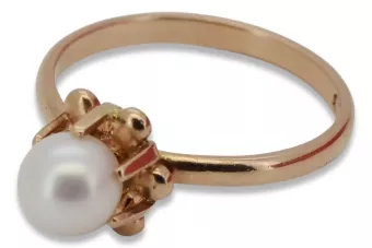 Vintage rose 14k 585 gold pearl ring  vrpr011