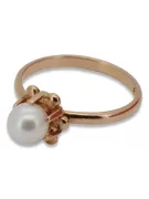 Russian rose Soviet pink USSR red 585 583 gold pearl ring  vrpr011