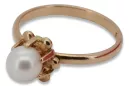 Russian rose Soviet pink USSR red 585 583 gold pearl ring  vrpr011