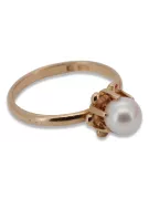 Russian rose Soviet pink USSR red 585 583 gold pearl ring  vrpr011